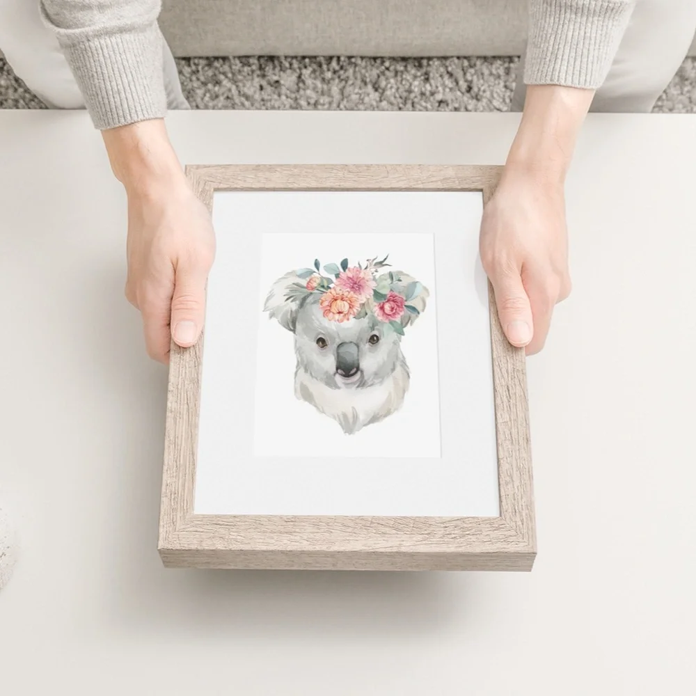 Watercolor Floral Baby Koala Illustration Wall Art Print Poster Unframed - Picture 8 of 10